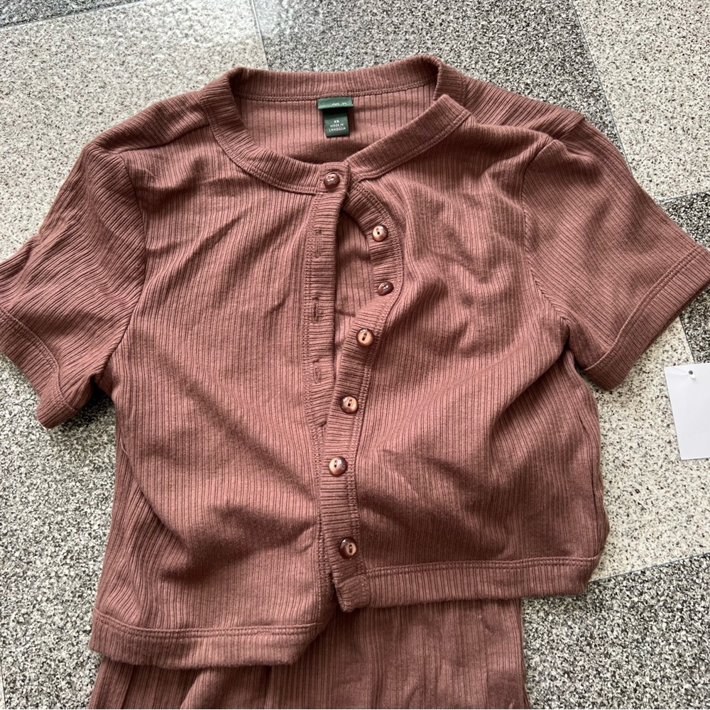 NWT Wild Fable Ribbed Maxi Babycon Dress and Cardigan Set- Brown XS - Picture 7 of 10